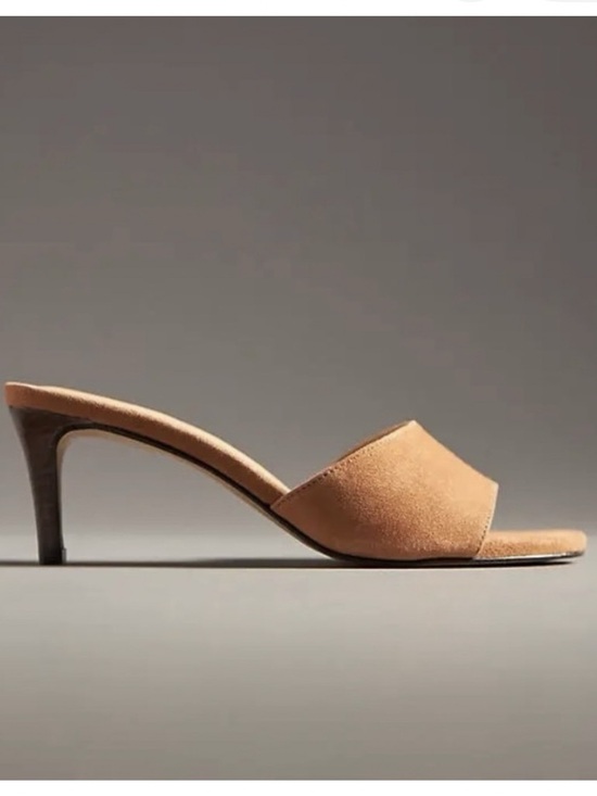 Anthropologie Shoes - Anthropologie Tan Suede Slide Heels